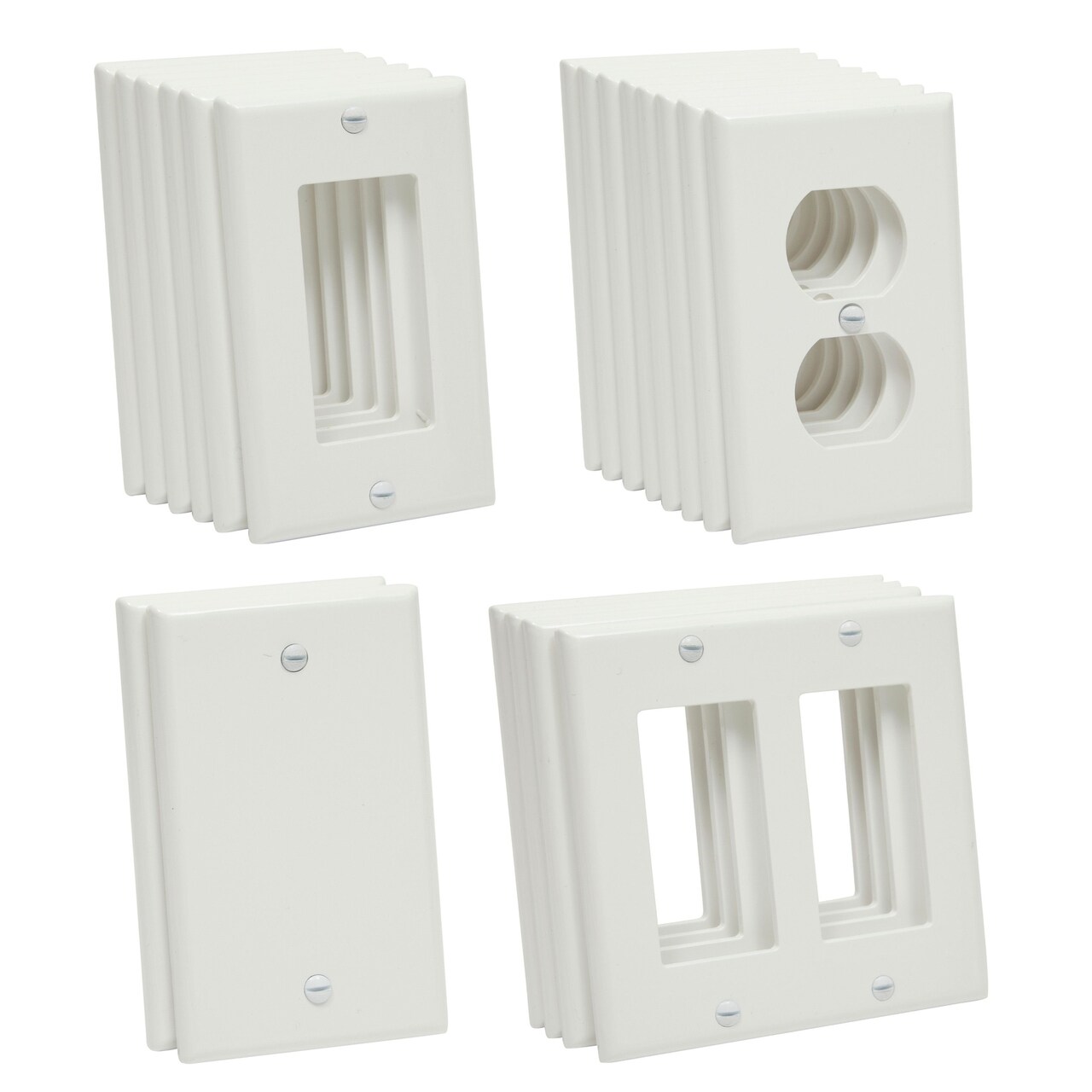 20 Pack Standard Light Switch Plates and Outlet Covers, 1-Gang, 2-Gang, Blank Guard, Duplex Receptacle for Wall